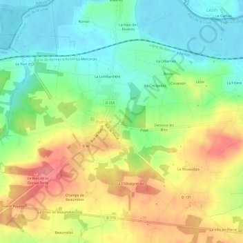 Carte topographique Le Saut du Chevreuil, altitude, relief