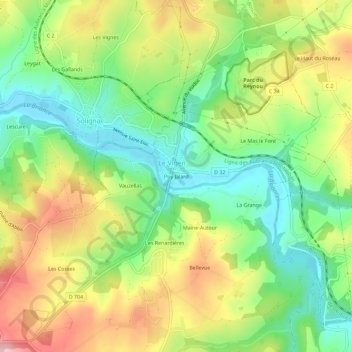 Carte topographique Puy Jalard, altitude, relief