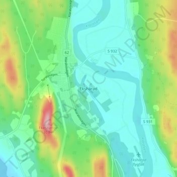 Carte topographique Ekshärad, altitude, relief