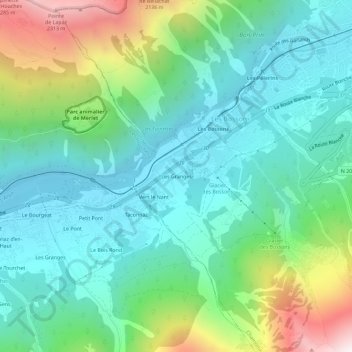 Carte topographique Les Granges, altitude, relief
