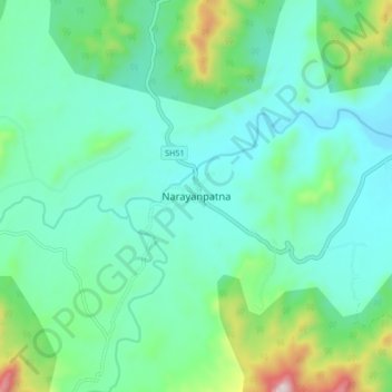Carte topographique Narayanpatna, altitude, relief