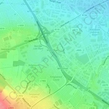 Carte topographique Ballymount, altitude, relief