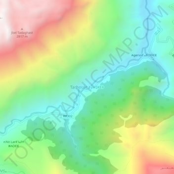 Carte topographique Tarhoulit, altitude, relief