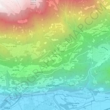 Carte topographique Roncaglia di Sotto, altitude, relief