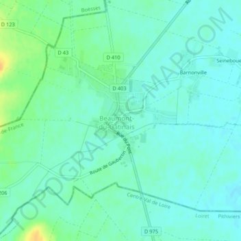 Carte topographique Beaumont, altitude, relief