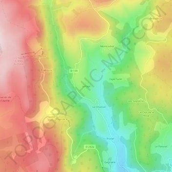 Carte topographique Le Fayt, altitude, relief