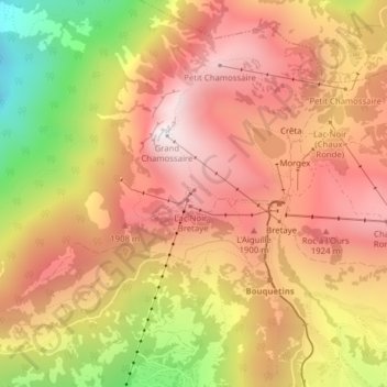 Carte topographique Roc d'Orsay, altitude, relief