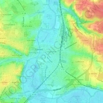 Carte topographique Saint-Pallais, altitude, relief