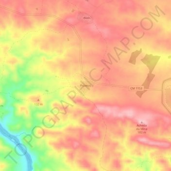 Carte topographique Picoitos, altitude, relief