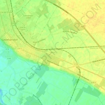 Carte topographique Lamour, altitude, relief