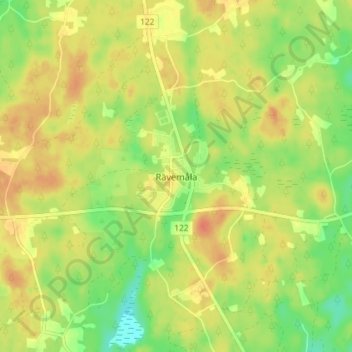 Carte topographique Rävemåla, altitude, relief