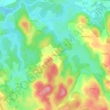 Carte topographique Chamboux, altitude, relief