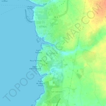 Carte topographique Son Carrió, altitude, relief