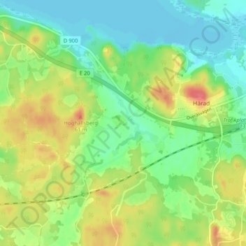 Carte topographique Snytberga, altitude, relief