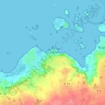Carte topographique Port Blanc, altitude, relief