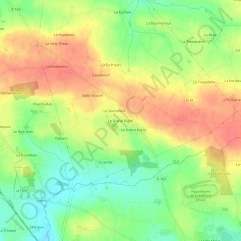 Carte topographique Le Grand Rigné, altitude, relief