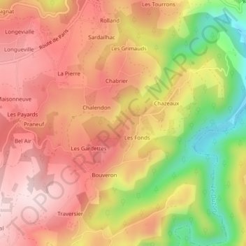 Carte topographique Lesparou, altitude, relief