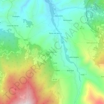 Carte topographique Morigliassi, altitude, relief