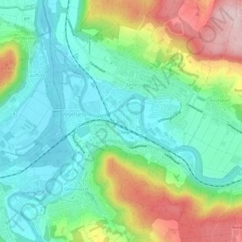 Carte topographique Turgi, altitude, relief