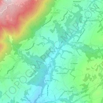 Carte topographique Cornillon, altitude, relief