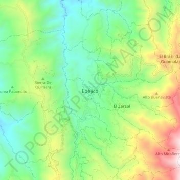 Carte topographique Ebéjico, altitude, relief