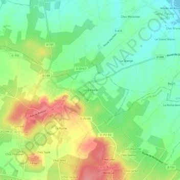 Carte topographique Saint-Pierre, altitude, relief