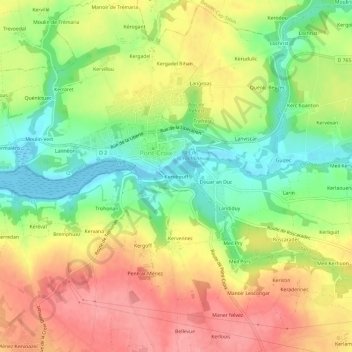Carte topographique Keridreuff, altitude, relief