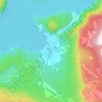 Carte topographique Kvilldal, altitude, relief