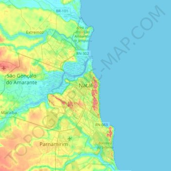 Carte topographique Natal, altitude, relief