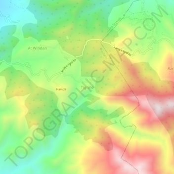 Carte topographique Tigrine, altitude, relief