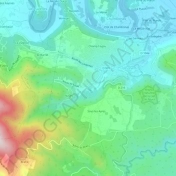 Carte topographique Champ de Pra, altitude, relief