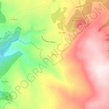 Carte topographique Penouta, altitude, relief