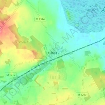 Carte topographique Stehag, altitude, relief