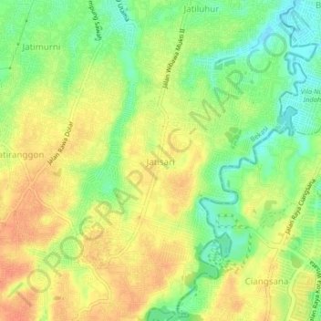 Carte topographique Jatisari, altitude, relief