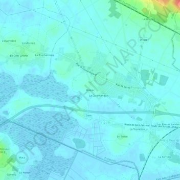 Carte topographique Malnac, altitude, relief