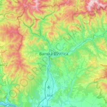 Carte topographique Banská Bystrica, altitude, relief