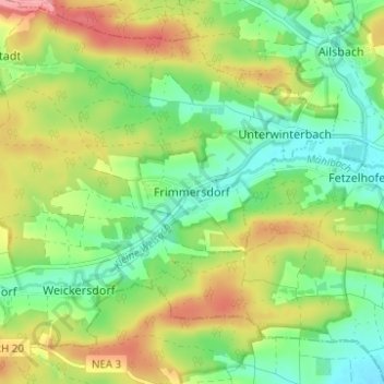Carte topographique Frimmersdorf, altitude, relief
