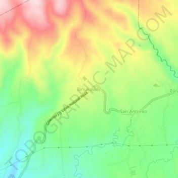 Carte topographique Binukawan, altitude, relief