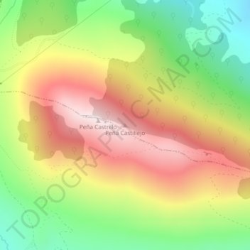 Carte topographique Peña Castillejo, altitude, relief