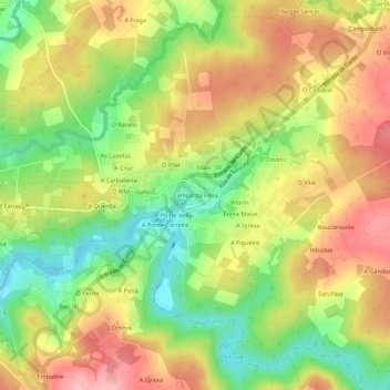 Carte topographique Campo da Feira, altitude, relief