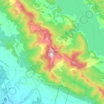 Carte topographique Naina Devi, altitude, relief