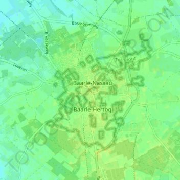 Carte topographique Baarle, altitude, relief