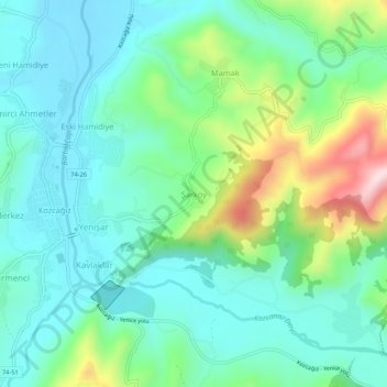 Carte topographique Şarköy, altitude, relief