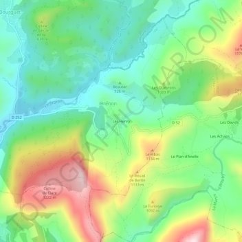 Carte topographique Les Henry, altitude, relief