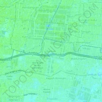 Carte topographique Berbek, altitude, relief