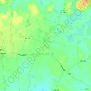 Carte topographique Grönby, altitude, relief