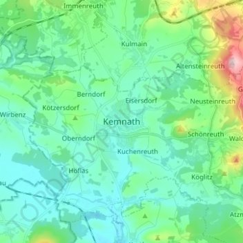Carte topographique Kemnath, altitude, relief
