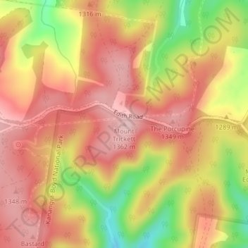 Carte topographique Mount Trickett, altitude, relief
