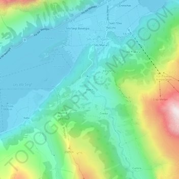 Carte topographique Platta, altitude, relief