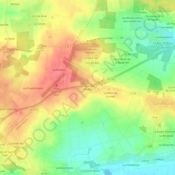 Carte topographique Le Patis des Mules, altitude, relief